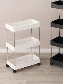 Estantería de almacenamiento móvil de varios niveles, adecuada para baño, inodoro, sala de estar, cocina, estantería de almacenamiento móvil compacta, decoración del hogar y el baño, organización del almacenamiento, decoración de otoño, decoración de vuelta al colegio - Multicolor - Ver 4