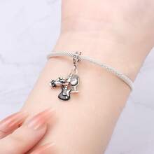 CYMYSS 1件摇滚风格925镀银电吉他+麦克风+摇滚手势吊坠，适合女性作为音乐节/生日礼物/日常佩戴 - 彩色 - 查看 5