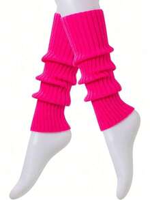 Women Cute Knitting Leg Warmer Leg Warmers For Dance, Cozy Knitted Socks Harajuku Y2k Sweet College Spring And Autumn Medium Tube Stacking Socks Women - 白色 - 查看 10