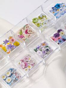 1盒3D木浆花朵美甲装饰套装 - 逼真蝴蝶花朵美甲贴纸，透明装饰，适用于凝胶指甲油设计、DIY美甲沙龙贴纸、新娘婚礼派对美甲配件 - 彩色 - 查看 3