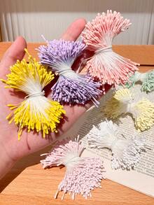 100 piezas/Paquete Estambre de flor artificial de 2mm, decoración floral artesanal para el hogar, polen de flores artificiales, adecuado para Navidad, elaboración de arreglos florales para bodas, scrapbooking, decoración de bodas - Multicolor - Ver 3