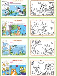 1 Set Buku Mewarnai Hewan untuk Anak-Anak, Buku Melukis Edukasi Prasekolah, Buku Gambar - MultiWarna - View 4