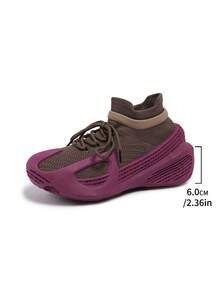 Women's Lightweight, Comfortable, Breathable, Odor-Resistant, Non-Slip, Soft & Elastic Running Shoes, Tennis Shoes, Fitness Shoes, Casual White Sneakers, Fashionable & - Lilac Purple - View 7