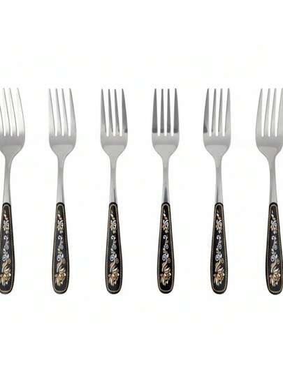 Conjunto 6 Garfo Inox Resistente com Estamapa Charmosa 21x3cm - AB438B