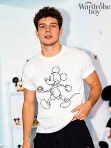 Disney Printed T-Shirt,Retro Mickey Shirt, Classic Mickey Shirt, Mickey Mouse Shirt, Cute Mickey Shirt , Unisex,High-Quality Pure Cotton T-Shirt,Suitable For All Seasons, Comfortable And Breathable| Exquisite Design | The Best Choice For Giving Gifts - 白色 - 查看 3