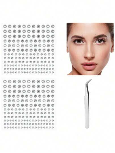 Face Steel Ball Lip Stud, 331pcs Fake Nose Stud, Eyebrow Stud, Non Piercing Nose Stud, Stick On Silvery Belly Button Sticker, Y2K Style Body Jewelry For Women Men, Nose Ring Jewelry