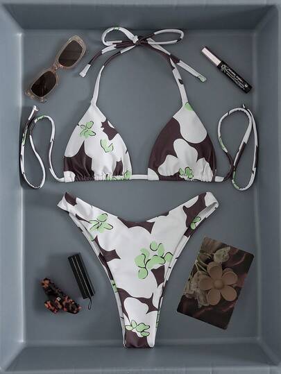 Women's 2 Pieces Floral Print Sexy Bikini Set, Suitable For Spring/Summer Beach, Pool Party, Weekend Beach Trip