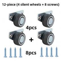 12pcs (4 Silent Wheels + 8 Screws) Drawer Furniture Casters, Durable, Quiet, And Smooth 1.25-Inch Silent Side-Mounted Wheels, Metal Surface Industrial Flat Bottom Casters, Modern Aesthetic Furniture Casters, Industrial-Grade Flat Bottom Casters - Rubber Directional Wheel - View 5