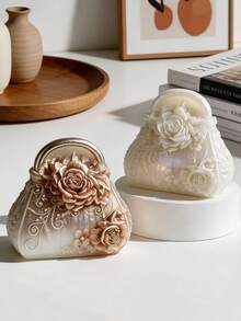 1 pieza Molde de silicona detallado en 3D para bolso, suave y duradero, fácil de desmoldar, adecuado para velas, resina, yeso, jabón, manualidades DIY, decoración del hogar, regalo ideal para el Día de San Valentín, boda, Día de la Madre, cumpleaños - A - Ver 3