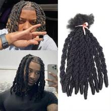 Men's Dreadlock Extensions 14" Black | 5-Minute Microlink Installation | Heat-Resistant Reusable Synthetic Hair | Instant Hip Hop Style - Multicolor - View 3