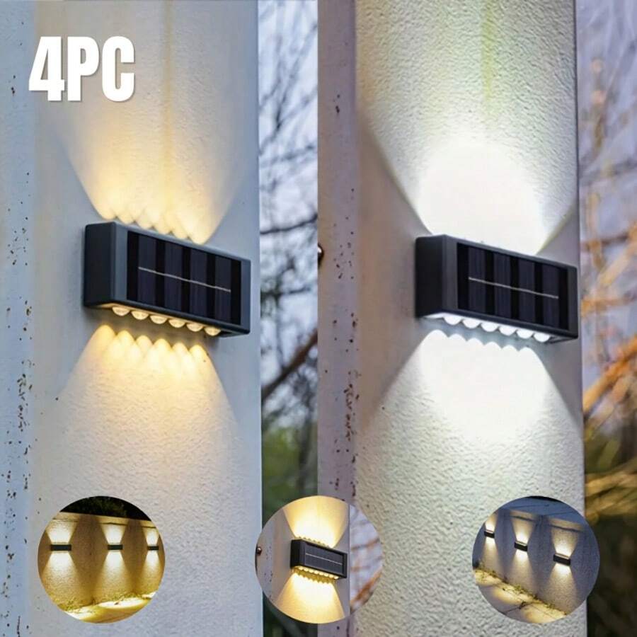 4盏16LED太阳能灯，适用于庭院和墙面装饰，IP44防水，适用于户外花园、庭院、氛围照明、现代别墅景观、小径、走廊等。 - 16LED - 查看 1