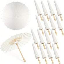 1pc/6pcs Handmade White Paper Parasol, Delicate Sun-Shading Design, Suitable For Wedding, Photography, Cosplay, Classical Dance And Costume Events, Outdoor Sun Protection - Multicolor - View 2