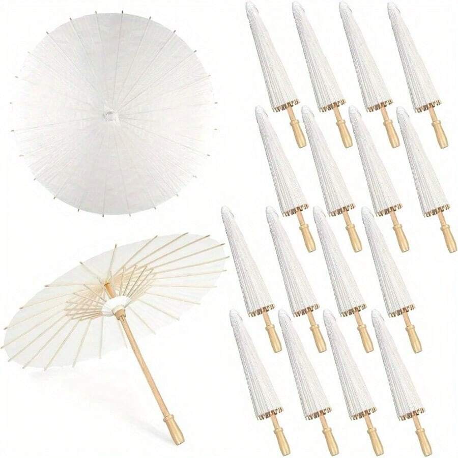 1pc/6pcs Handmade White Paper Parasol, Delicate Sun-Shading Design, Suitable For Wedding, Photography, Cosplay, Classical Dance And Costume Events, Outdoor Sun Protection