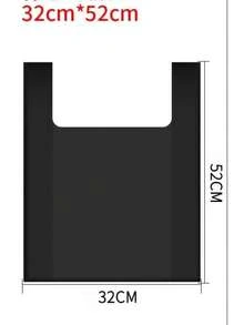 50pcs Black Thick Garbage Bags, Heavy Duty, 32*52cm, Large Capacity, Reusable, Kitchen & Outdoor Trash Bags - Black - View 2