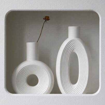 2pcs White Ceramic Vase Set - Minimalist Home Decor For Living Room And Dining Table, Creative Hydroponic And Dried Flower Art Display, Small Aesthetic Centerpiece Decoration, 2026 Spring Home Refresh, Lingering Valentine's Gift, Wedding Table Decor, Modern Farmhouse Accent, Mother's Day Decorative Gift