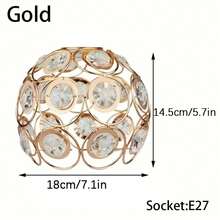 1pc Elegant Mini Gold/Black Metal Frame With Transparent Engraved Crystal Pendant, Sparkling Reflective Crystal Lamp Shade, Unique Design (Shade Only) - Bull's Eye Lampshade - View 3