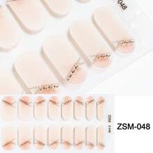SSemi Cured Gel Nail Strips , Jelly Beige, 16 Pcs Gel Nail Wraps, Stickers, No UV Light Required, Salon Quality, Long Lasting - Apricot - View 8