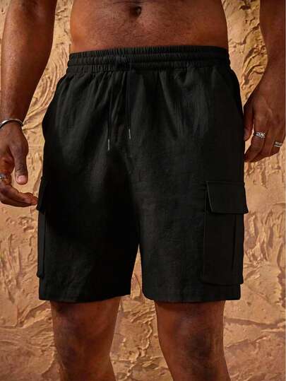 Men's Casual Linen Beach Shorts, Fashionable Summer Lightweight Cargo Shorts, Daily Commute & Outdoor Casual Shorts