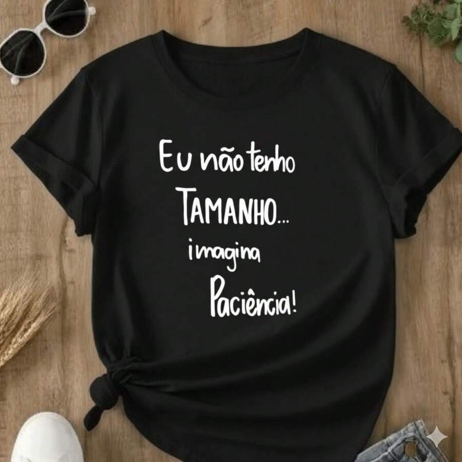 Women's Basic Casual Cute T-Shirt With Funny Phrase "I'm Not Big Enough Imagine Patience" - màu đen - Xem 1
