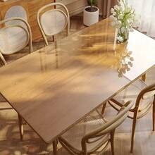1pc 0.25mm Thick Rectangular Tablecloth, Transparent PVC Table Top Cover, High-Quality Scratch-Resistant Table Surface Protector Mat, Suitable For Home, Hotel Dining Tables And Coffee Tables, Hotel Dining Table Setting, Home Dining Setup, Transparent Table Protector, Fashionable Tablecloth - White - View 9