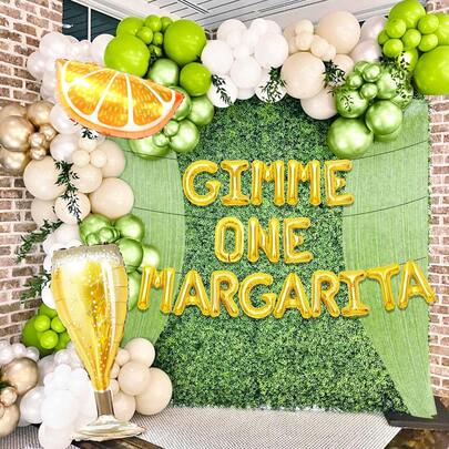 19pcs Margarita Party Decorations, Includes Orange Balloons, Champagne Balloons, 16" "GIMME ONE MARGARITA" Letter Balloons, Suitable For Bachelorette Party, Margarita Party, Margarita Decor, Birthday, Summer Pool Party