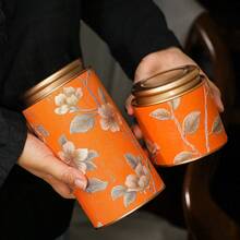 1個 500ml/100ml 廚房與儲藏室容器，可用於存放茶葉、咖啡豆、糖和堅果。金屬茶罐，具有良好的密封性能。底部和蓋子均塗有瓷釉。節日禮物與日常使用 - 彩色 - 查看 9