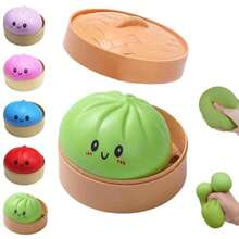 Dumpling Squishies Toy, Giant Glitter Dumpling, Colorful Dumplings Stress Balls Fidget Sensory Toy,Squeeze Dough Ball Stress Relief Hand Toys With Food Steamer Stretchy Desk Toys - 綠色 - 查看 1
