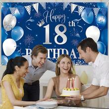 1 pièce Toile de fond en polyester durable de 82.7x59 pouces, motif de ballons bleu marine et paillettes argentées & confettis, style classique de fête, bannière rectangulaire pour fête, résistante à la décoloration et lavable, convient pour les célébrations d'anniversaire de 18 à 90 ans, utilisation intérieure et extérieure - Voir 5