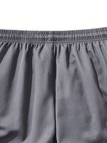 男式字母印花工装口袋休闲运动短裤 - 灰色 - 查看 5