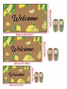 1pc Lemon & Green Leaf "Welcome" Pattern Doormat, Farmhouse Style Washable Polyester Fiber Mat, Suitable For Living Room, Kitchen, Bedroom, Entryway, Home Decor, Room Decor, All Seasons - 1PC - View 4