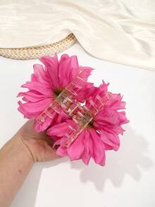 1个波西米亚风超大花朵发夹，时尚发饰，粉色发夹，夏季爪夹，花朵爪发夹，度假沙滩发夹 - 彩色 - 查看 5