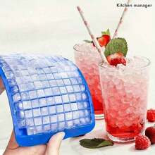 1pc Small Square 160-Cavity Silicone Ice Cube Tray, With Good Cold Resistance And Durability, Can Be Used As Ice Mold, Pudding Mold, Suitable For Home, Bar And Other Occasions, Easy To Use. - Multicolor - View 2