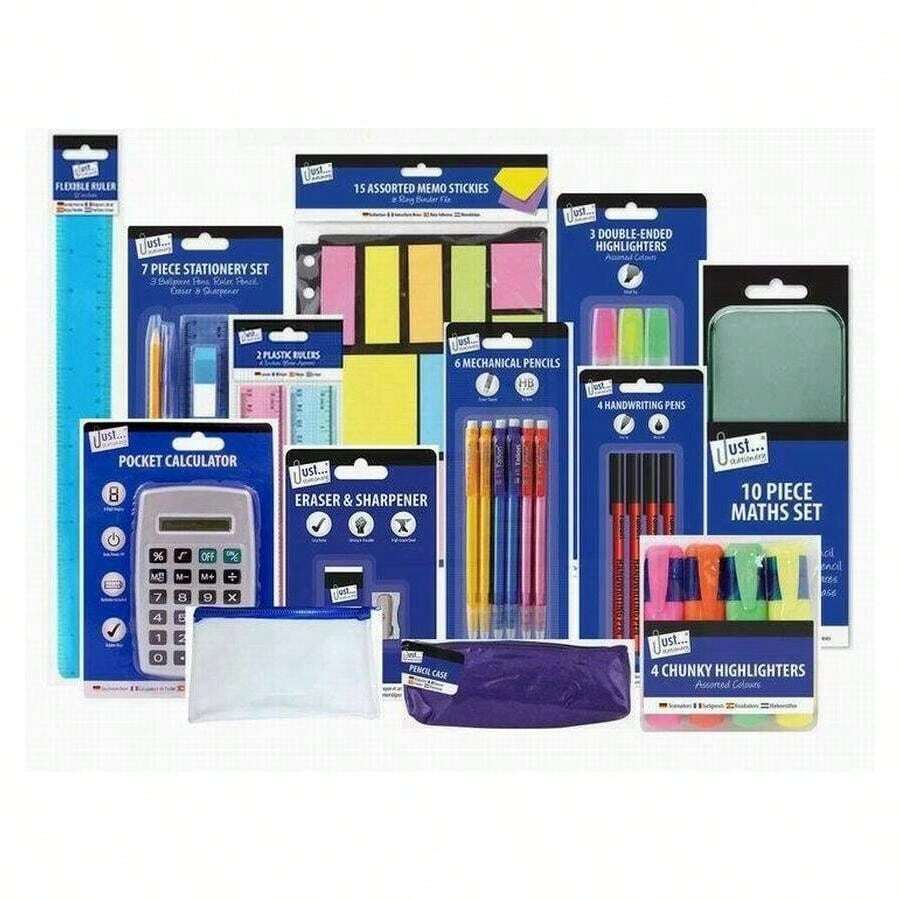 56 Pc Stationary Set Bk To School Highlighter Calculator Ruler Pen Pencil Memo - Sets - View 1