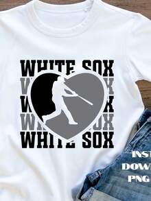 White Sox PNG SVG Baseball Heart Logo Digital Download - trắng - Xem 1