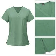 Fashionable Summer Scrubs Doctors & Nurses Washable Work Clothes Hospital & SPA Employees - Unisex Design Comfort - 黑色 - 查看 11
