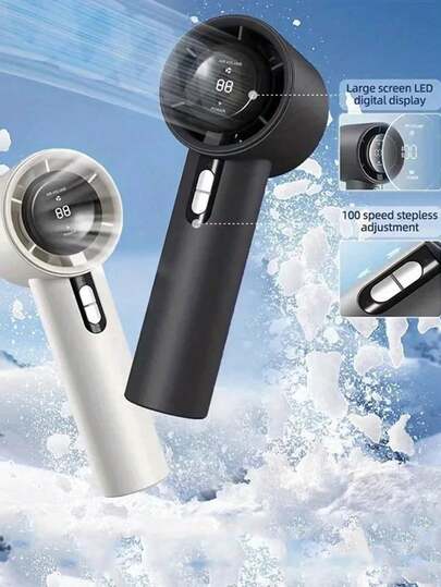 1pc Unisex Solid Color USB Rechargeable High-Speed Mini Handheld Fan, Long Battery Life, LCD Display, Suitable For Outdoor, Beach, Travel, Sports, Home, Office, Daily Use, Gift For Valentine's Day, New Year, Mother's Day, Graduation