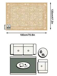 1pc Vintage Moroccan Floral & Stripe Pattern Soft Faux Wool Area Rug/Carpet/Mat, Suitable For Bathroom, Kitchen, Entryway, Hallway, Bedside, Living Room, Bedroom, Machine Washable 100% Polyester, Home Decor - Multicolor - View 16