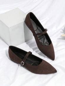 Giày búp bê mũi nhọn nữ, giày Mary Jane buộc dây kiểu cổ điển in họa tiết da báo, giày casual. - Rỉ Nâu - Xem 6
