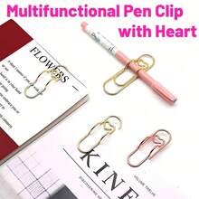 20pcs Stainless Steel Multi-Functional Metal Clips Set, Large Capacity Notebook & Journal Accessories With Pen Holder, Office & Study Supplies Organizer - Multicolor - View 4