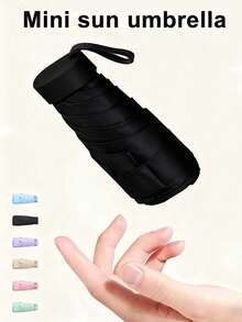 Mini Folding Umbrella, Pocket-Sized Waterproof Portable Travel Umbrella, Women's Sun Protection UV Blocking Umbrella, Dual Use Sunshade And Rainwear, 5-Fold Ultra-Light Compact, Mini Travel Umbrella, Windproof Sun Protection, 99% UV Protection, Unisex (Requires Firm Stretching When First Opened) - Nhiều màu 2 - Xem 3