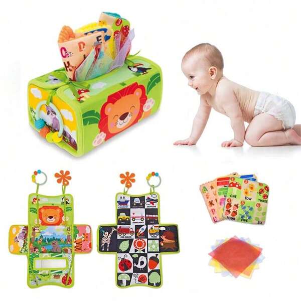 Gương tập nằm sấp cho bé và hộp giấy ăn cảm giác - Đồ chơi ghép hình cảm giác có thể vặn vào, họa tiết nhiều màu sắc, đồ chơi giáo dục tương tác treo tường, phù hợp cho trẻ sơ sinh - Đồ chơi học tập cảm giác Montessori, thúc đẩy sự phát triển của trẻ sơ sinh, món quà sinh nhật/Giáng sinh/Năm mới/Ngày lễ lý tưởng cho bé.