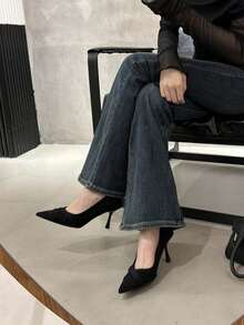 Giày cao gót mũi nhọn dành cho nữ, mẫu mới về mùa xuân/thu, kiểu dáng gợi cảm, gót mỏng, dễ xỏ, màu đen. - màu đen - Xem 3