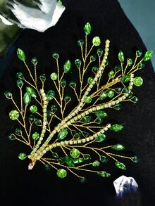 1pc Fashion Bridal Head Piece Green Rhinestone Women's Headwear Wedding Party Hair Accessory For Woman ﻿ - Multicolor - View 4