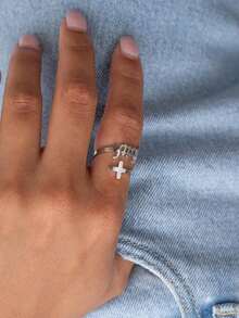 Custom Cross Name Rings For Women 18K Gold Plated "Faith" Scripture Cross Ring Bible Verse Ring, Scripture Ring, Adjustable, Hypoallergenic, Christian Woman Gifts - Multicolor - View 8