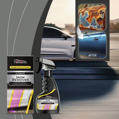 Homonth Ultimate Iron Remover For Cars - 120mL/4FL OZ Color-Changing Automotive Rust & Iron Spot Cleaner - Restores Paint Smoothness, Removes Embedded Iron Particles & Prevents Corrosion - Fast-Acting Spray For Car Bodies, Wheels & Metal Surfaces, Delivering A Showroom-Ready Finish With Long-Lasting Protection
