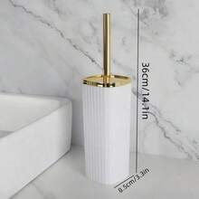 1 Set Electroplated Long Handle Toilet Brush, Cleans Toilet Bowl Thoroughly, Bathroom Cleaning Tool, Combines Aesthetics And Functionality, Easy Toilet Cleaning - White A - View 9
