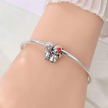 男女通用镀银串珠系列 - 草莓女孩绘画男孩珠子，适用于3毫米手链DIY吊坠，女士时尚饰品，节日生日礼物 - 彩色 - 查看 8