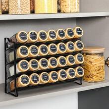 Estantería para especias de metal de 4 niveles de gran resistencia | Organizador de almacenamiento para encimera con diseño de almacenamiento vertical para ahorrar espacio, adecuado para botellas de especias, utensilios de cocina y herramientas de repostería (montable en pared, estantes ajustables) - Multicolor - Ver 6