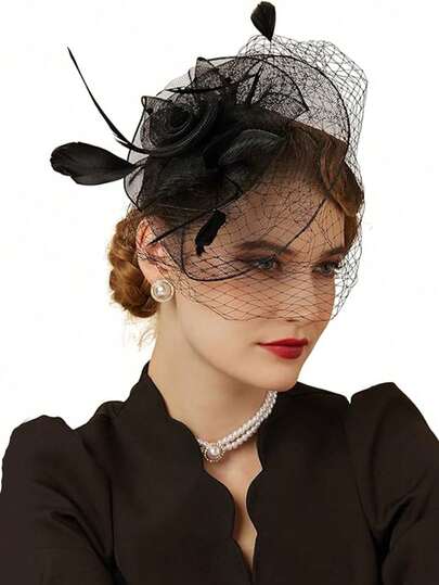 1 Pc Fascinators Hats For Women Pillbox Hat 20s 30s 50s Vintage Headwear Bowler Flower Veil Wedding Tea Party Hat