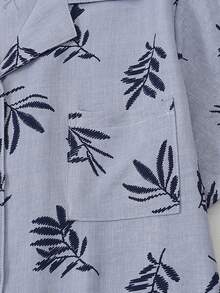 Bộ đồ ngủ ngắn tay in hình lá cây dành cho nữ - Xám - Xem 4